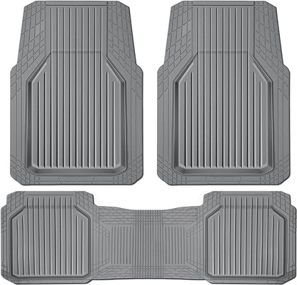 CAR PASS Heavy Duty Rubber Floor Mats for Car, Waterproof Liner Deep Dish Car Mats Full Sets, Universal Trim to Fit for SUV Truck Sedans Vans, All Weather Automotive Floor Mats 3pcs, Solid Black