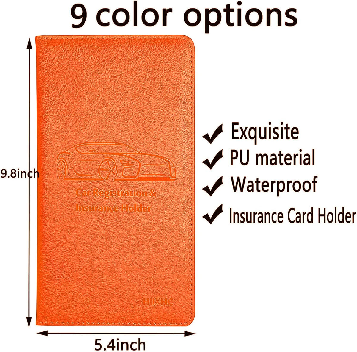 Car Registration and Insurance Card Holder - Leather Vehicle Glove Box Automobile Documents Paperwork Wallet Case Organizer for ID, Driver's License, Key, Cards - Car Accessories for Women&Men