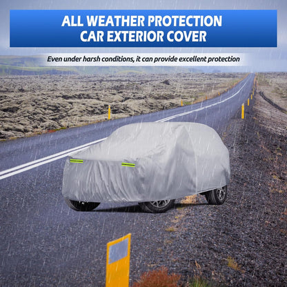 6 Layers Car Cover Waterproof All Weather for Automobiles, Size A3 with Zipper Cotton Fit for Toyota Camry, Honda Accord, Ford Mustang, Chevy Camaro/Malibu,Kia Optima/K5 (187-198 inch)