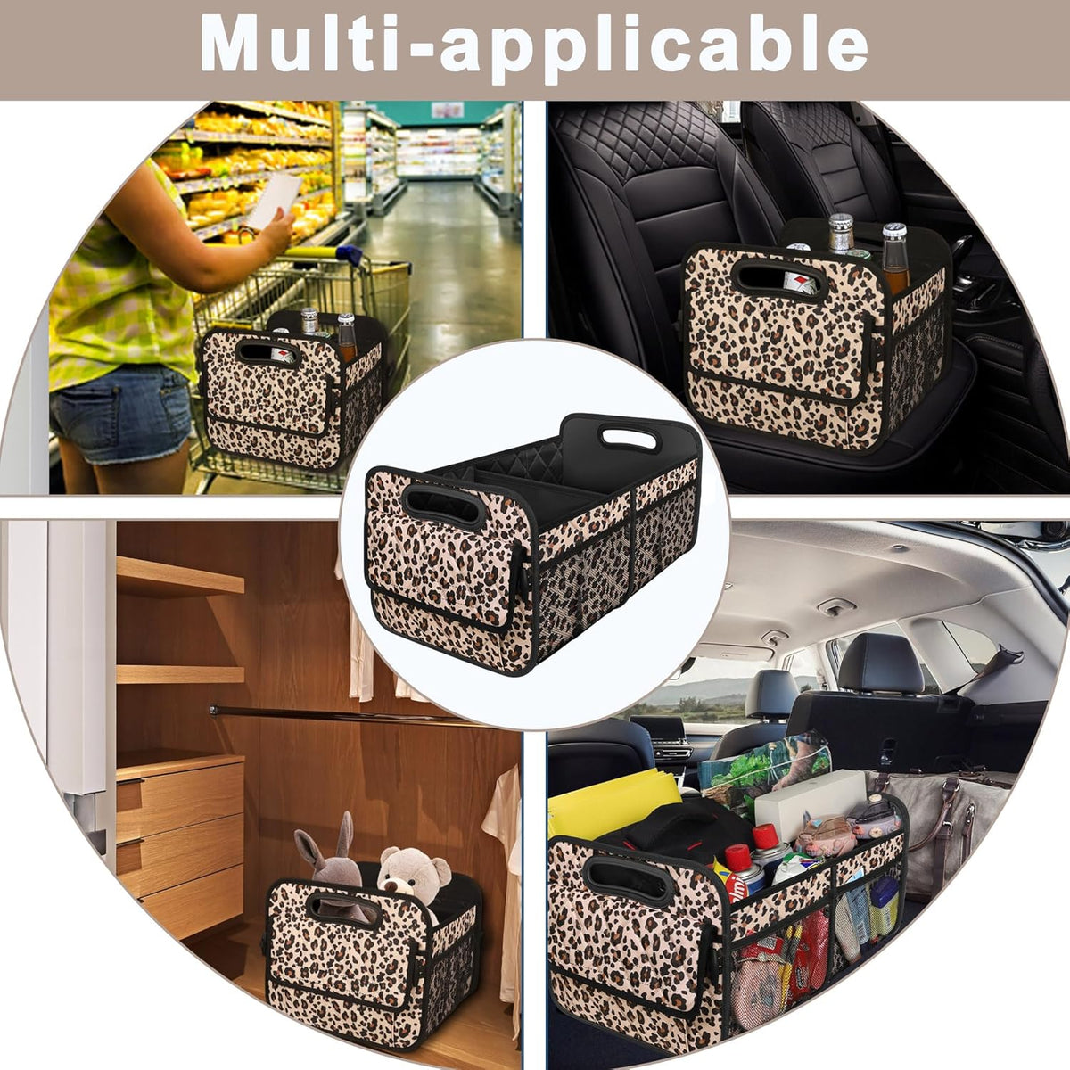 Deosk Car Trunk Organizer for SUV, Car Organizers and Storage with Reinforced Handles, Car Accessories for Women/Men 50LWaterproof Polyester Trunk Organizer, Black
