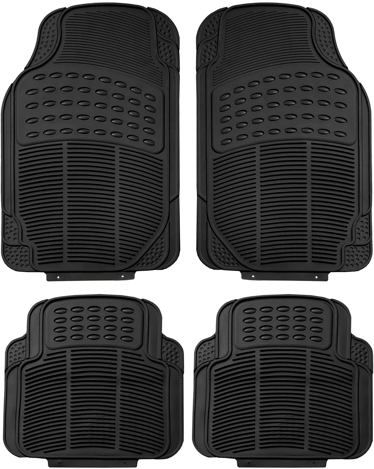 FH Group Automotive Floor Mats Solid ClimaProof for all weather protection Universal Fit Trimmable Heavy Duty fits most Cars, SUVs, and Trucks, 3pc Full Set Black