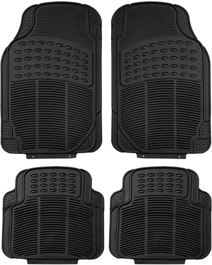FH Group Automotive Floor Mats Solid ClimaProof for all weather protection Universal Fit Trimmable Heavy Duty fits most Cars, SUVs, and Trucks, 3pc Full Set Black