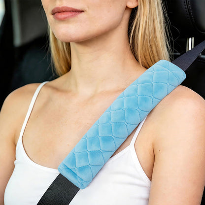 Amooca Soft Auto Seat Belt Cover Seatbelt Shoulder Pad 2 PCS for a More Comfortable Driving Compatible with All Cars and Backpack Black