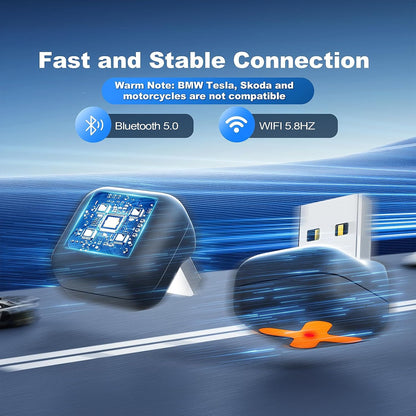 2 in 1 Mini Android Auto and Wireless CarPlay Adapter Convert Factory Wired to Wireless Dongle, Compact Size USB CarPlay Wireless Stick AAndroid Auto Adapter for iOS 12+/Android No Delay