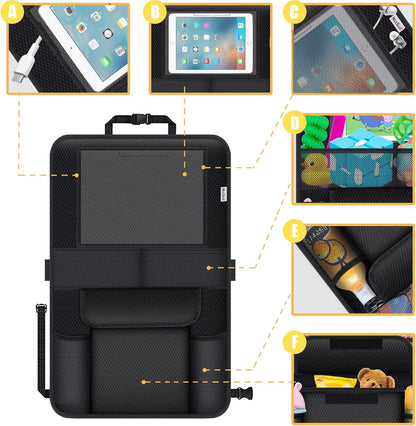 Meolsaek Kick Mats Back Seat Protector, Waterproof Oxford Seat Back Protector, Car Seat Back Protector for Kids, Back of Seat Protector for Kids Feet Car Seat (Black A -1pc)