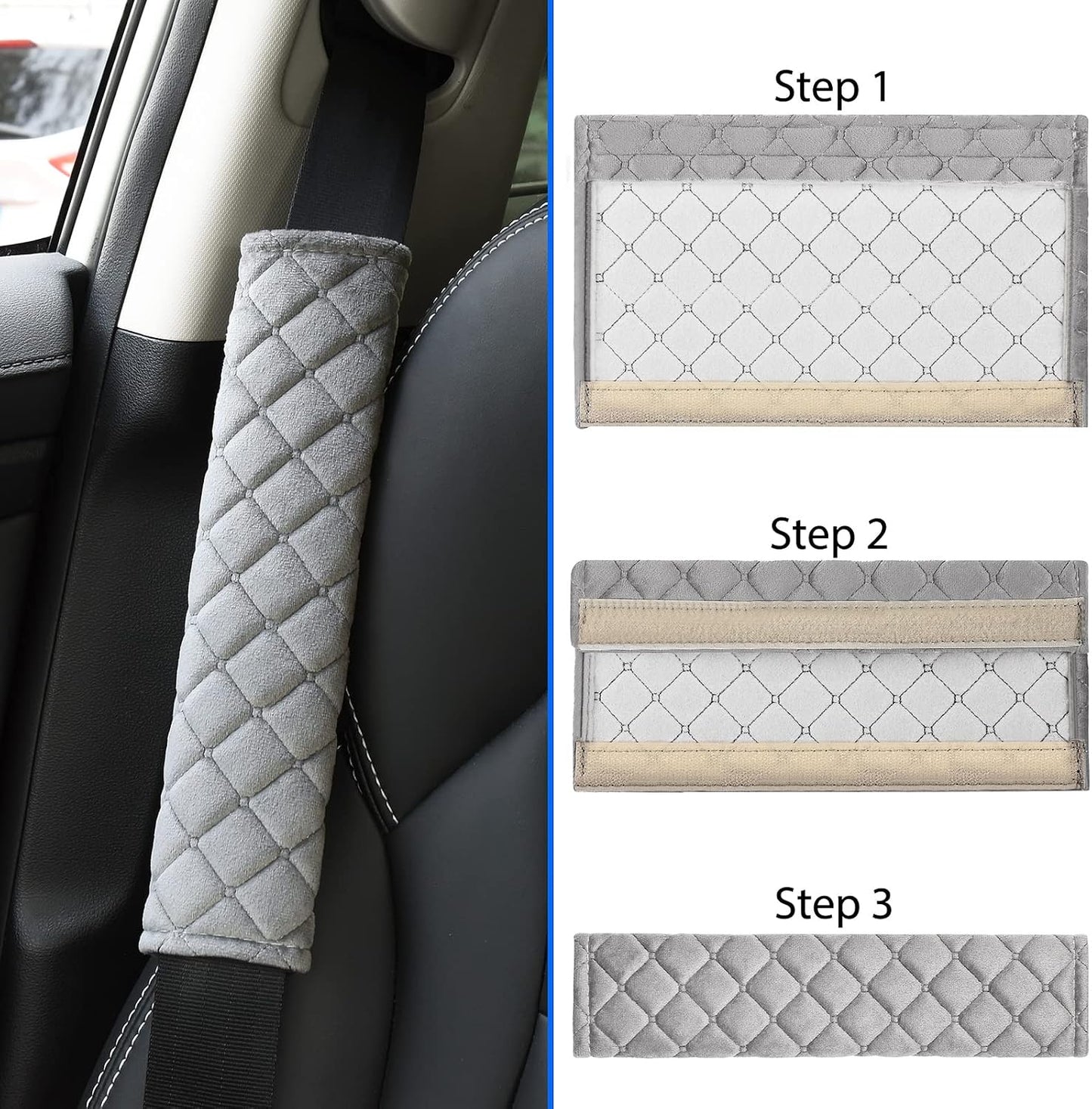Universal Car Seat Belt Pads Cover,Seat Belt Shoulder Strap Covers Harness Pad for Car/Bag,Soft Comfort Helps Protect You Neck and Shoulder from The Seat Belt Rubbing(2-Pack)