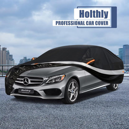 10 Layers Car Cover Custom Fit for Mercedes Benz C Class C250 C300 C43 C63 (1993-2026), Waterproof All Weather for Automobiles, Outdoor Full Cover Sun Dust Rain Protection with Cotton. Black - Colors B