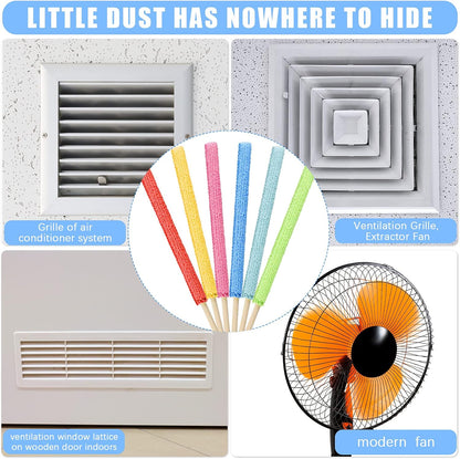 Honeydak 12 Pieces Microfiber Detail Duster Sticks Mini Duster Crevice Cleaning Tool Car Air Vent Cleaner Fan Cleaning Brush for Home Air Vent Window The Smallest Spaces