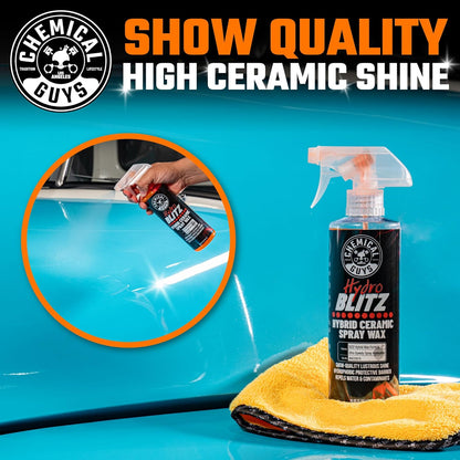 Chemical Guys HydroBlitz Ceramic Spray Wax with Carnauba - Hybrid Car Wax Spray Formula for Cars, Trucks, SUVs and RVs, Boosts Gloss, Protection & Water Beading on Paint, Glass and Wheels, 16 fl oz