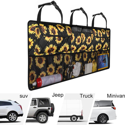 Femuar Car Trunk Organizer, Large Capacity Backseat Trunk Organizer (42"*18"), Collapsible Car Storage Bag with 8 Pockets, SUV/MPV/Truck - Black