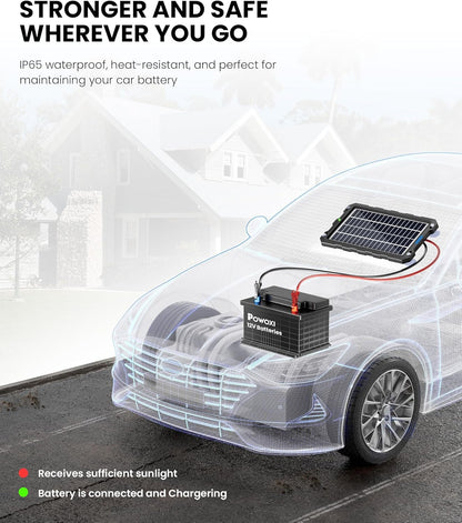 POWOXI Upgraded 7.5W-Solar-Battery-Trickle-Charger-Maintainer-12V Portable Waterproof Solar Panel Trickle Charging Kit for Car, Automotive, Motorcycle, Boat, Marine, RV,Trailer, Snowmobile, etc.