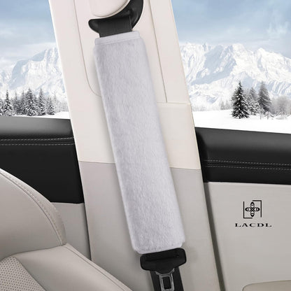 LACDL Extra Long Seatbelt Cover Super Soft Furry for Adults Kids Women & Men, Thick Plush Full Car Seat Belt Strap Cushion, Fluffy Shoulder Pad Protector, Auto Interior Accessories, 1pc, Black, 15.5in