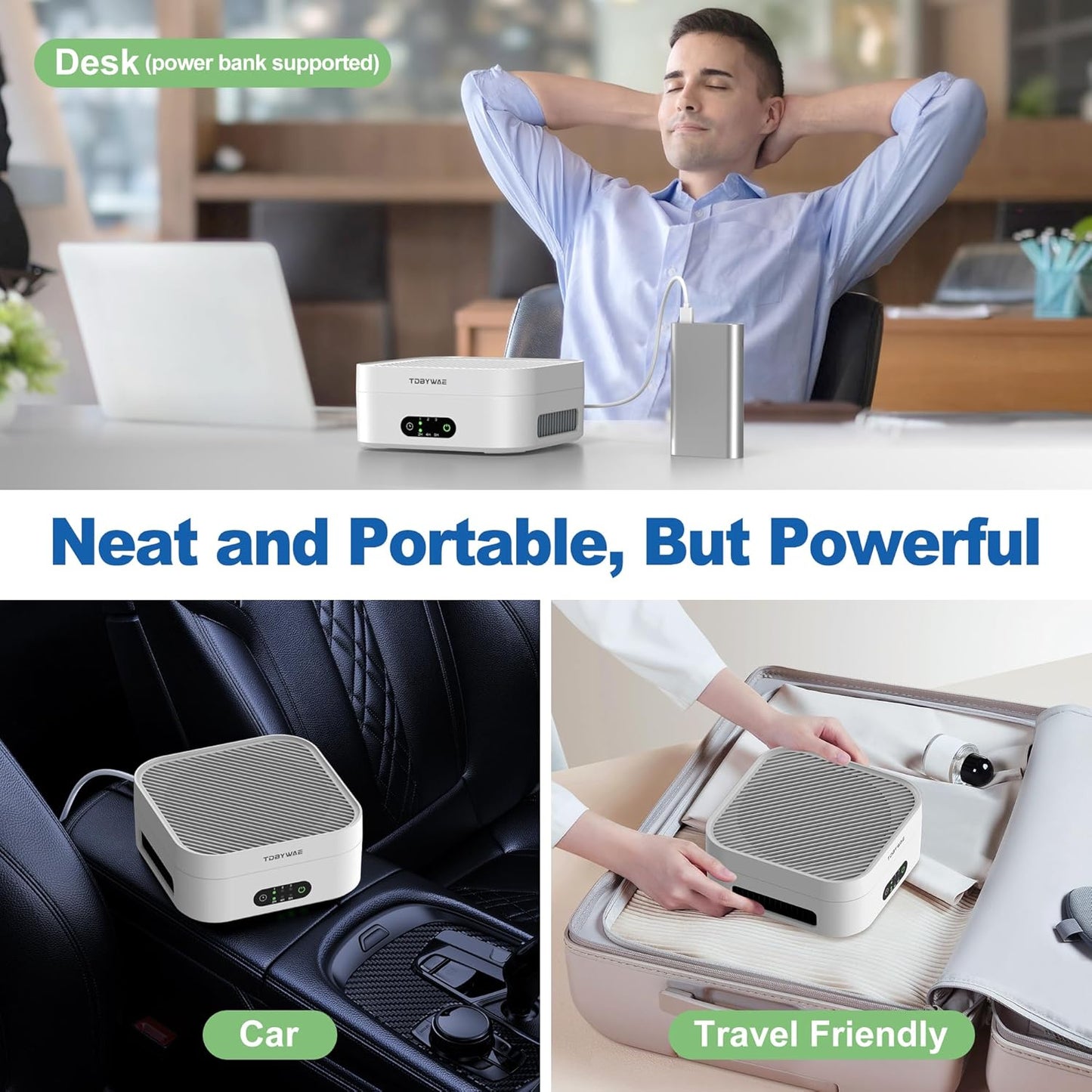 Air Purifiers for Home 600 Sq.Ft, TDBYWAE H13 True HEPA Air Purifier with USB Cable for Pets Dust Dander Pollen Odor Smoke, Small Portable Air Purifier for Bedroom Office Desktop Car RV