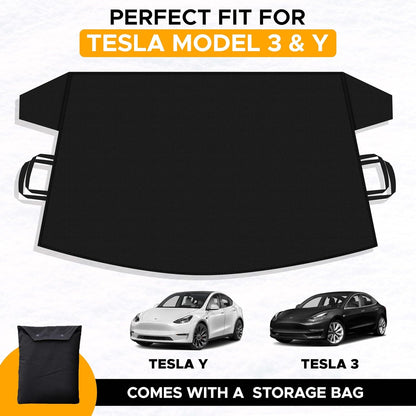 EcoNour Windshield Cover for Ice and Snow - Universal Fit for Car, SUV, Truck, Heavy Duty 600D Oxford Fabric Frost Protector for Ice & Sleet, Includes Anti-Theft Straps, Medium (69"x42")