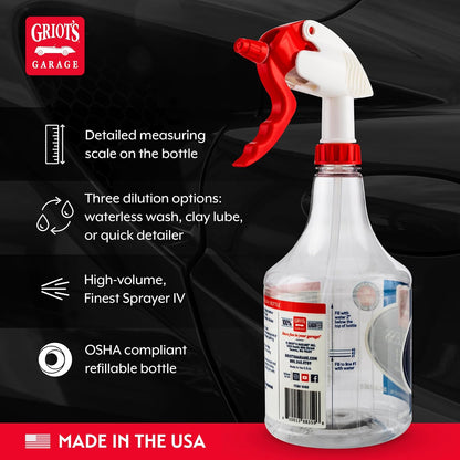 Griot's Garage Rinseless Wash for Car Cleaning and Detailing, No-Rinse Vehicle Washing, Dilutes Into Detailer, Clay Bar Lubricant, 10479, 35oz