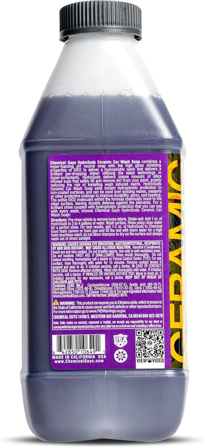 Chemical Guys HydroSuds Ceramic, Shine High Foaming Car Wash Soap - Foam Cannon Soap, Works with Foam Guns or Bucket Washes for Cars, Trucks, Motorcycles, RVs, and More, Berry Scent - 16 oz