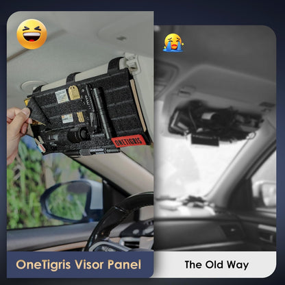 ONETIGRIS Molle Visor Panel Organizer, Tactical Car Sun Visor Organizer Molle Patch Panel Vehicle Visor Storage Holder Pouch, Molle Webbing with Hook-and-Loop Straps for Cars, Trucks, Suvs etc.