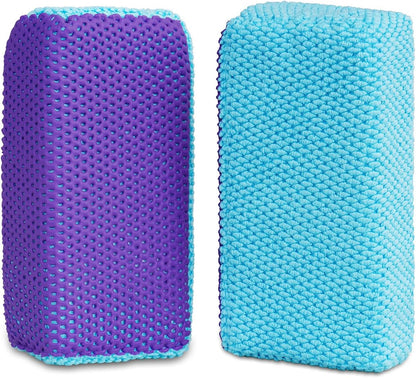 Clay Bar Scrubber 2-Pack, Auto Detailing Synthetic Clay for Car Wash Scrubbing and Claying, Car Paint Prep and Glass Surface (2-Pack, Blue Purple)