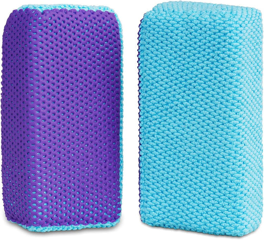 Clay Bar Scrubber 2-Pack, Auto Detailing Synthetic Clay for Car Wash Scrubbing and Claying, Car Paint Prep and Glass Surface (2-Pack, Blue Purple)