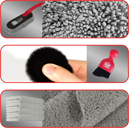 Car Detailing Kit - 3 Packs: Car Duster, Interior Cleaning Brush, Microfiber Towels | Detail Tools