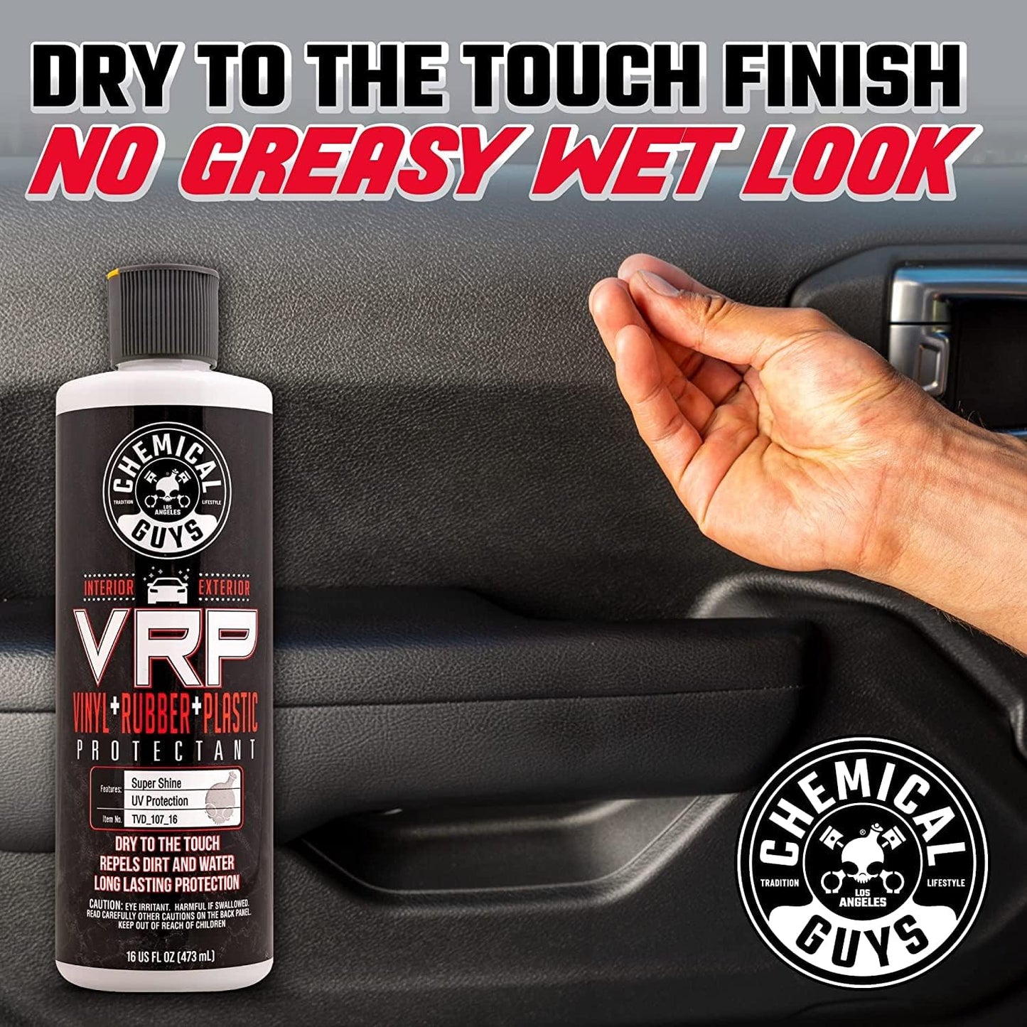 Chemical Guys VRP Vinyl, Rubber, and Plastic Dressing - Tire Dressing, Non-Greasy, Dry-to-the-Touch Shine for Tires, Trim, and More, Safe for Cars, Trucks, SUVs, RVs & More - 16 oz