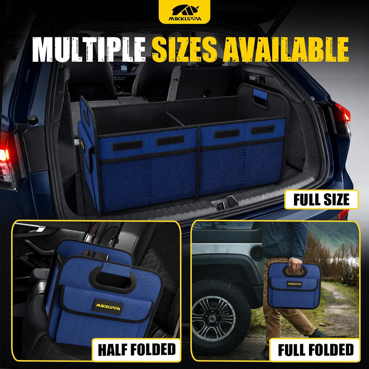 MIKKUPPA Car Trunk Organizer - 70L Collapsible Trunk Organizer for Groceries, Car Storage Organizers for SUV Auto Truck Van with Non Slip Bottom (Black)