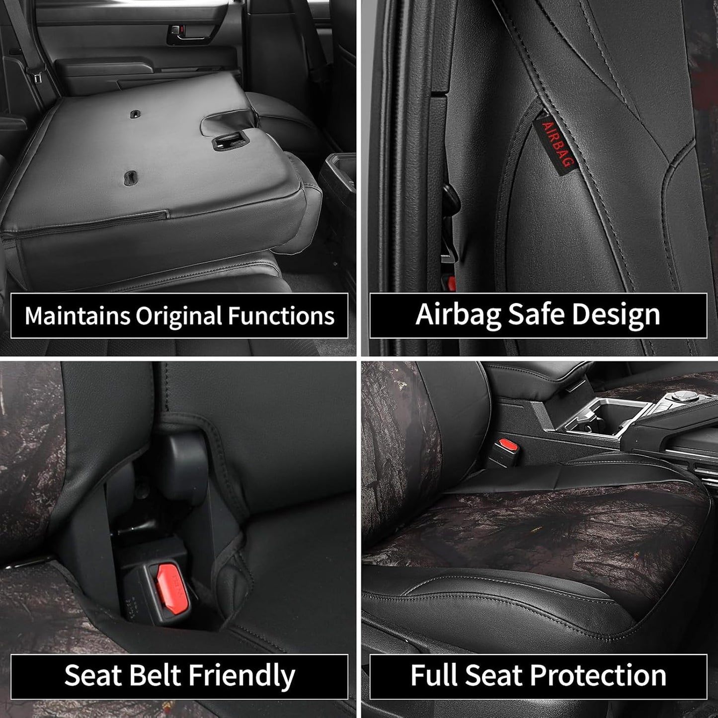 EKR Tacoma Car Seat Covers Custom Fit for Toyota Tacoma (Petrol) 2024 2025 2026 DoubleCab/CrewCab SR/SR5/TRD Sport/TRD Off-Road/Limited -Truck Seat Covers Full Set,Faux Leather(Black)