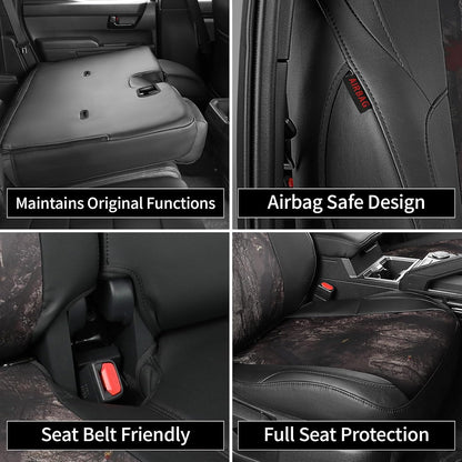 EKR Tacoma Car Seat Covers Custom Fit for Toyota Tacoma (Petrol) 2024 2025 2026 DoubleCab/CrewCab SR/SR5/TRD Sport/TRD Off-Road/Limited -Truck Seat Covers Full Set,Faux Leather(Black)