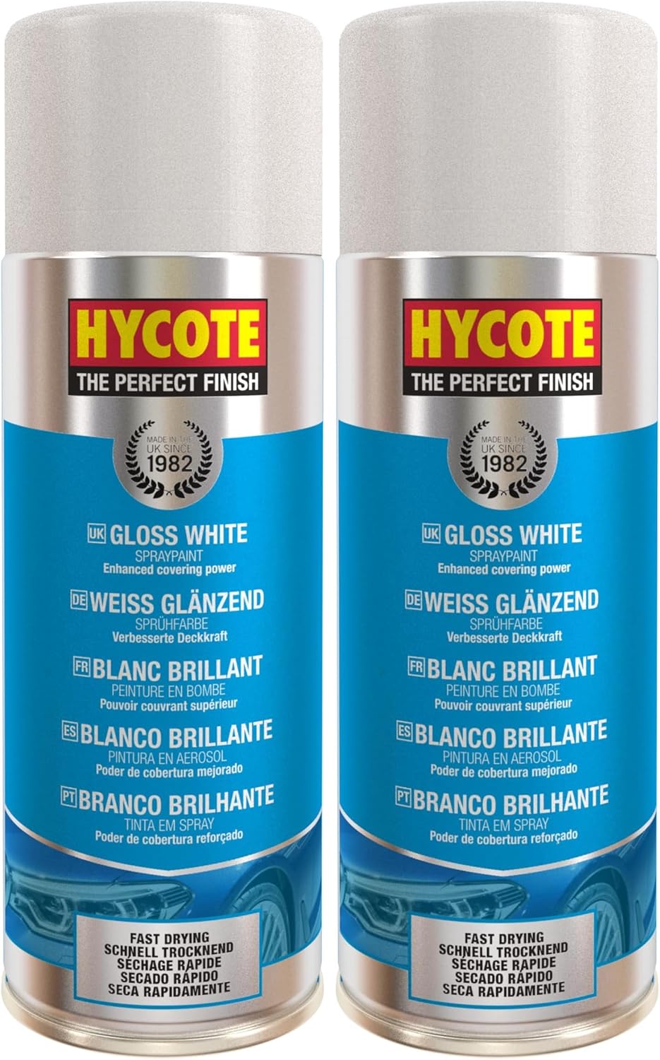 Hycote Black Spray Paint, Gloss Black, 13.5 Oz - Fast Drying, UV & Weather Resistant, Acrylic Formula for Superior Protection – For Automotive & DIY Use, 400ml