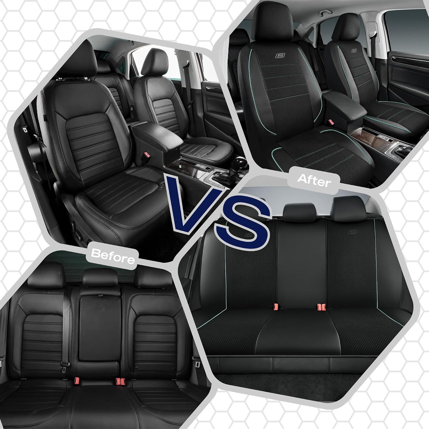 Skechers Air-Cooled Memory Foam Seat Covers,Mesh Thick Car Seat Covers,Piping Leather Car Seat Covers Front Seats,Airbag Compatible,Automotive Comfort Universal FitMost Cars,Vans,Truck,SUV,Black