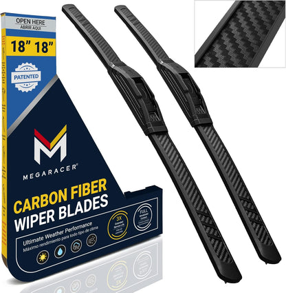 Premium Silicone Carbon Fiber Windshield Wiper Blades 22" & 20" - Patented All-Season, Quiet & Smooth Streak-Free Clean Wipe, OEM Quality, Front Automotive Replacement Wipers for Car & Truck (2 Pack)