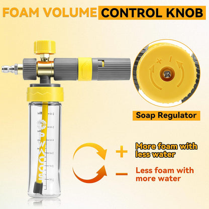 PWACCS Pressure Washer Foam Gun, Short Pressure Washer Gun, Foam Cannon for Car Wash Kit with 1/4" Quick Connector, Pressure Wash Handle for Power Washer with M22 Male Inlet, 4000 PSI, 1.5 Liter