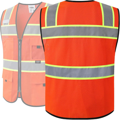 JKSafety Safety Vest for Men Women Hi Vis Relfective Vest with Pockets High Visibility Meet ANSI Standard