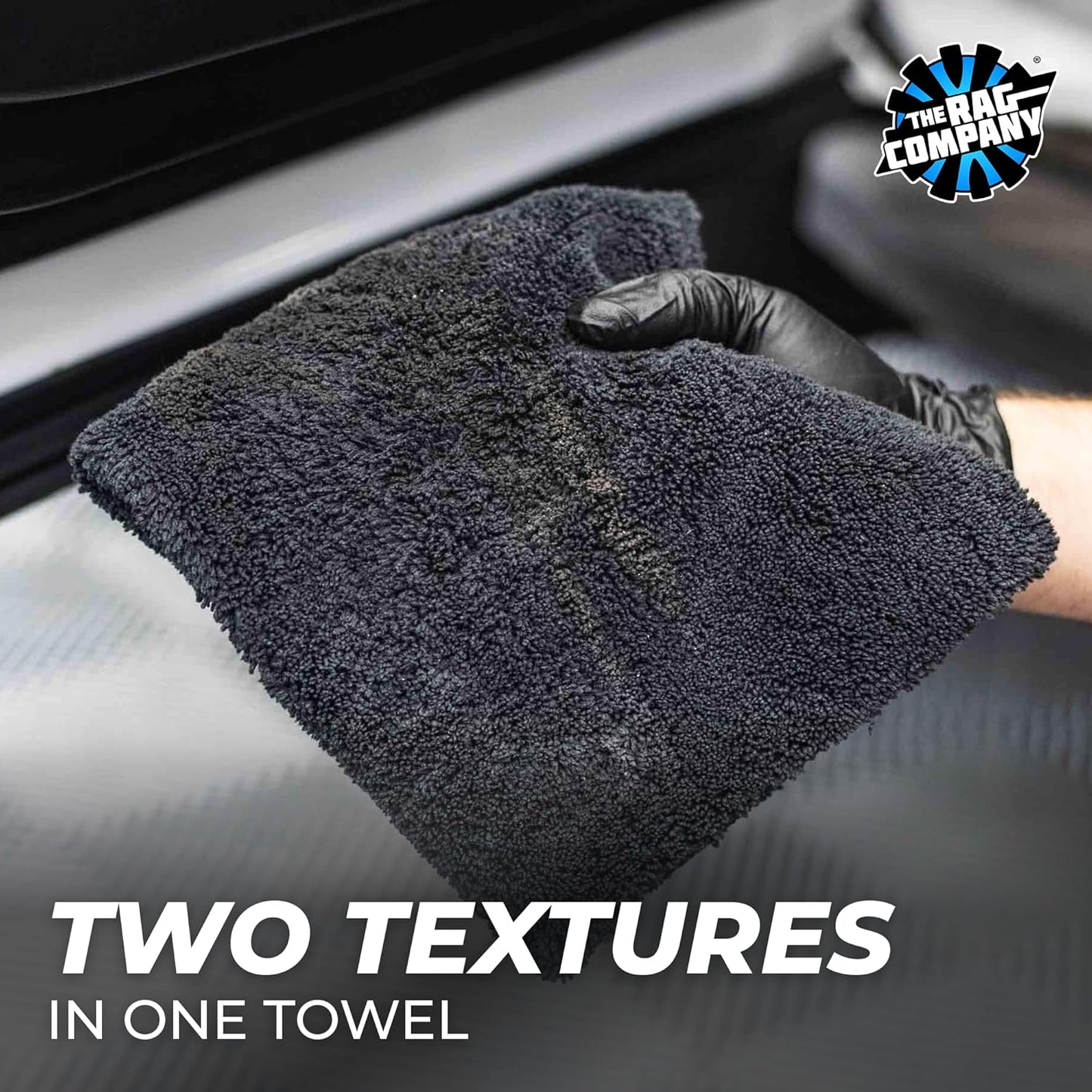 The Rag Company - Creature Edgeless Auto Detailing Towels (10-Pack) Professional 70/30 Blend, Dual-Pile Plush Microfiber, Buffing & Polishing, 420gsm, 16in x 16in, Black