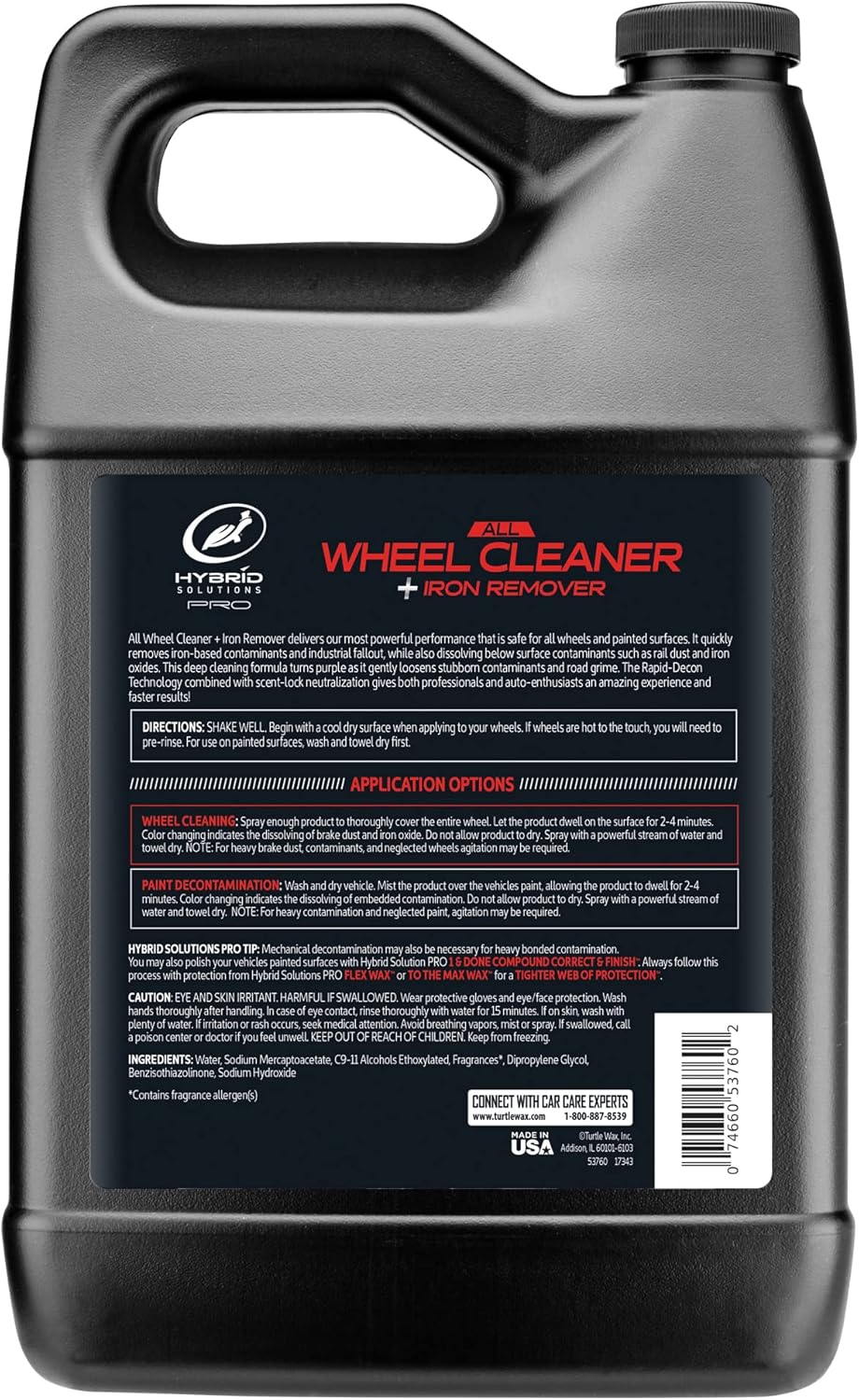 Turtle Wax Hybrid Solutions Rapid Decon Iron Remover, 23 fl oz, Wheel Cleaner, Versatile Iron Remover and Tire Cleaner