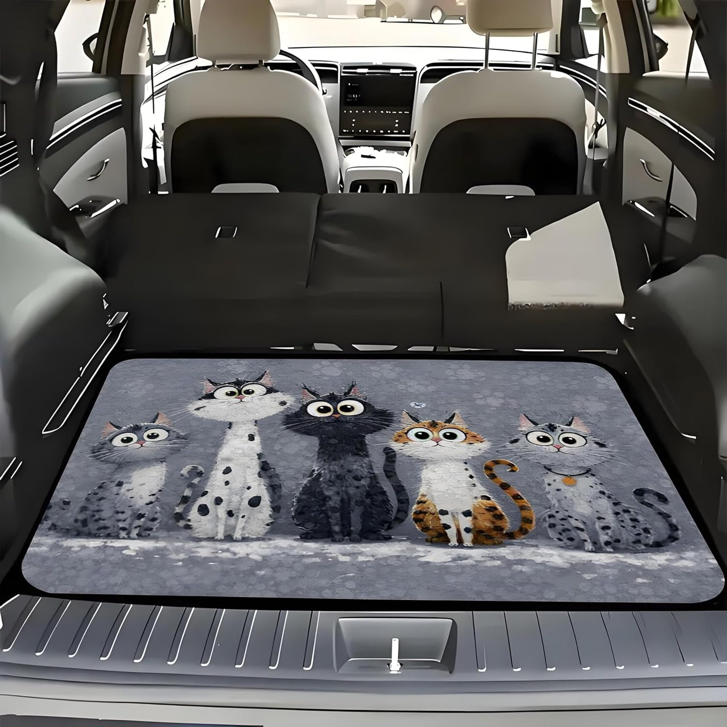 Universal Car Trunk Mat 29" x 39",Purple Colorful Flowers All Weather Trunk Protection Cargo Liner, Durable Cargo Mat Rear Trunk Liner,Stylish Vehicle Interior Accessories Suitable for Most Car Models