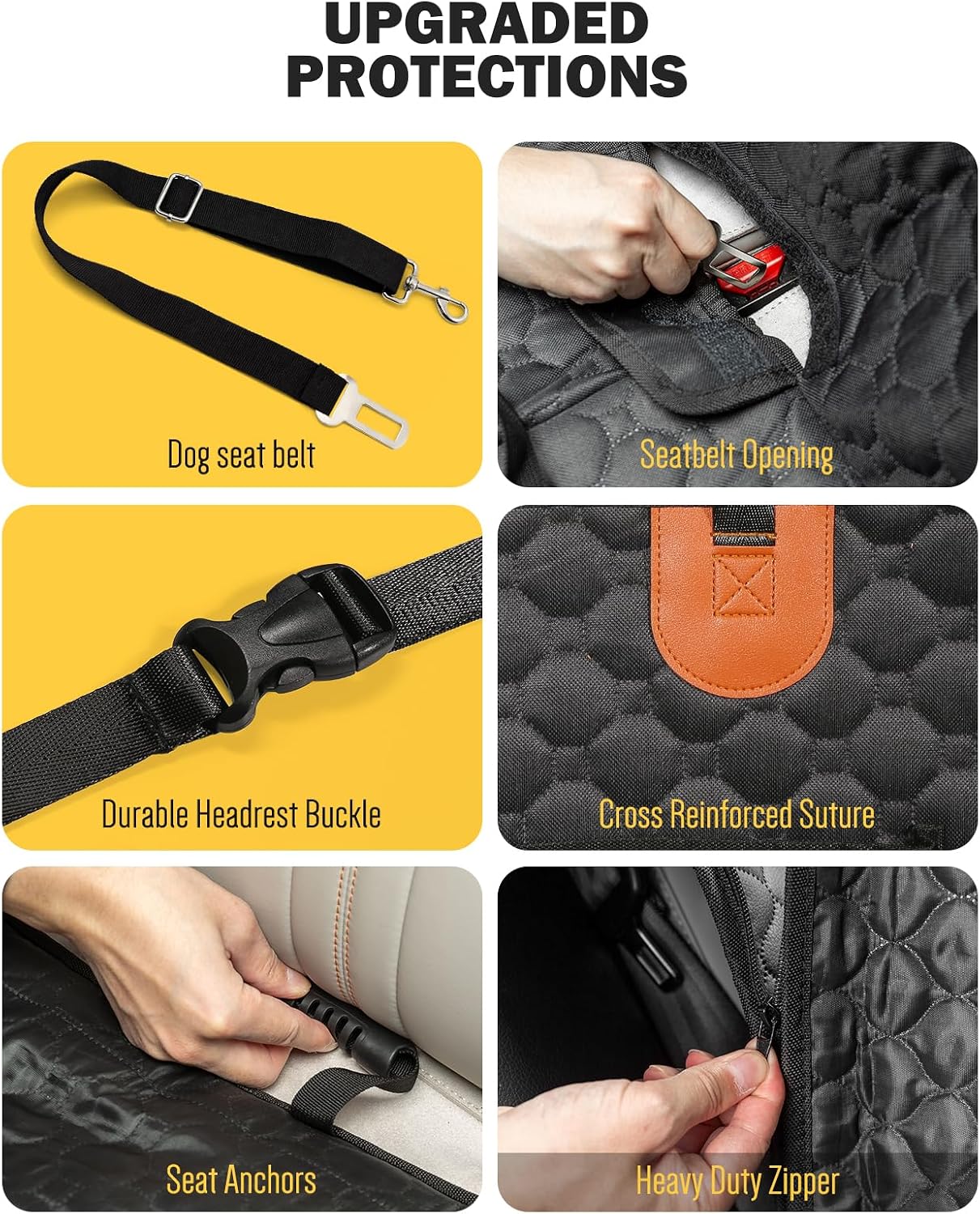 Back Seat Extender for Dogs, Waterproof Dog Car Seat Cover for Back Seat with Hard Bottom, Upgraded Material, Anti Scratch, Easy to Use and Clean, Holds 420lbs