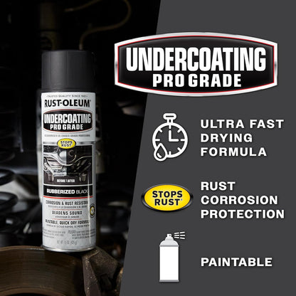 Rust-Oleum 248656 Professional Grade Rubberized Undercoating Spray, 15 oz, Black