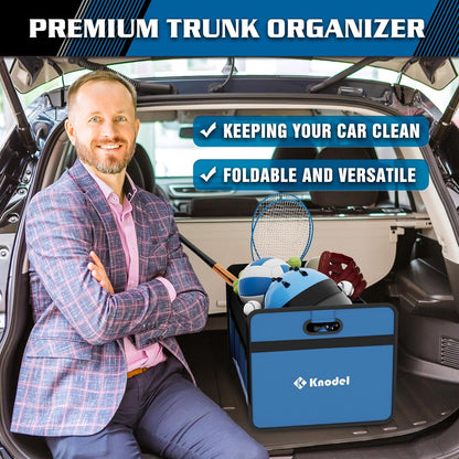 K KNODEL Car Trunk Organizer, Foldable Organizer for Car, Automotive Consoles & Organizers, Storage with Reinforced Handles (Medium, Black)