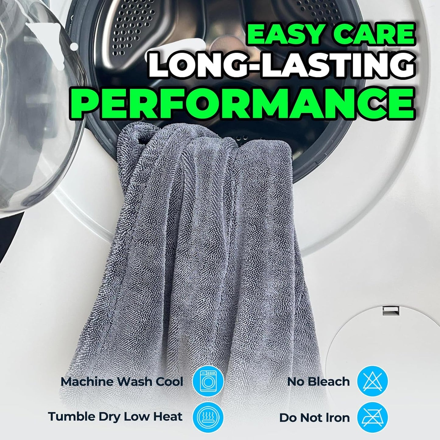 SHSCLY Compact Car Drying Towels, 2 Pack Twist Loop Microfiber Towels, Lightweight and Easy to Control, Highly Absorbent for Cars, Glass, Mirrors and Interior, 20 x 24 Inch