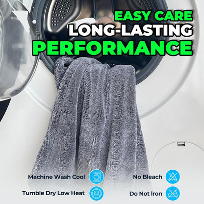 SHSCLY Compact Car Drying Towels, 2 Pack Twist Loop Microfiber Towels, Lightweight and Easy to Control, Highly Absorbent for Cars, Glass, Mirrors and Interior, 20 x 24 Inch