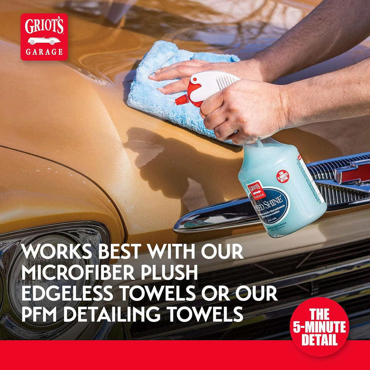 Griot's Garage Speed Shine for Car Detailing, Quick Detailer for All Exterior Surfaces, Trim and Wheels, Provides a Glossy Finish, 11146, 35 oz