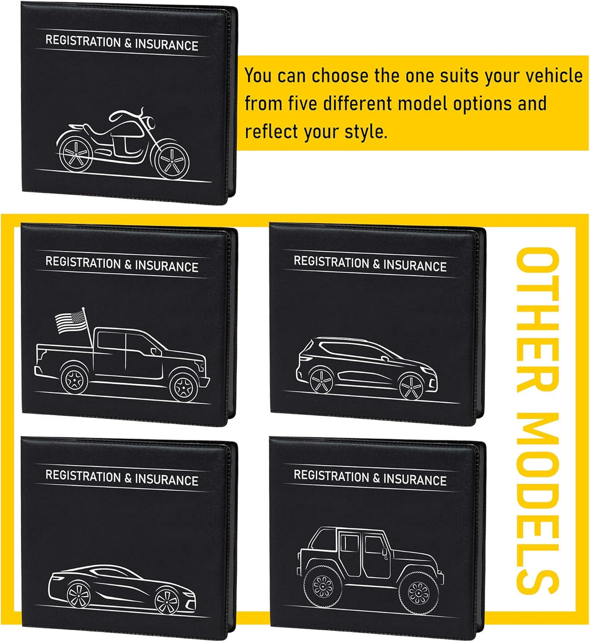 CANOPUS Car Registration and Insurance Holder, Car Document Holder, Vehicle Registration and Insurance Card Holder, Wallet for Auto, Trailer, Motorcycle, Truck, Vehicle Paperwork Organizer (2 Pack)
