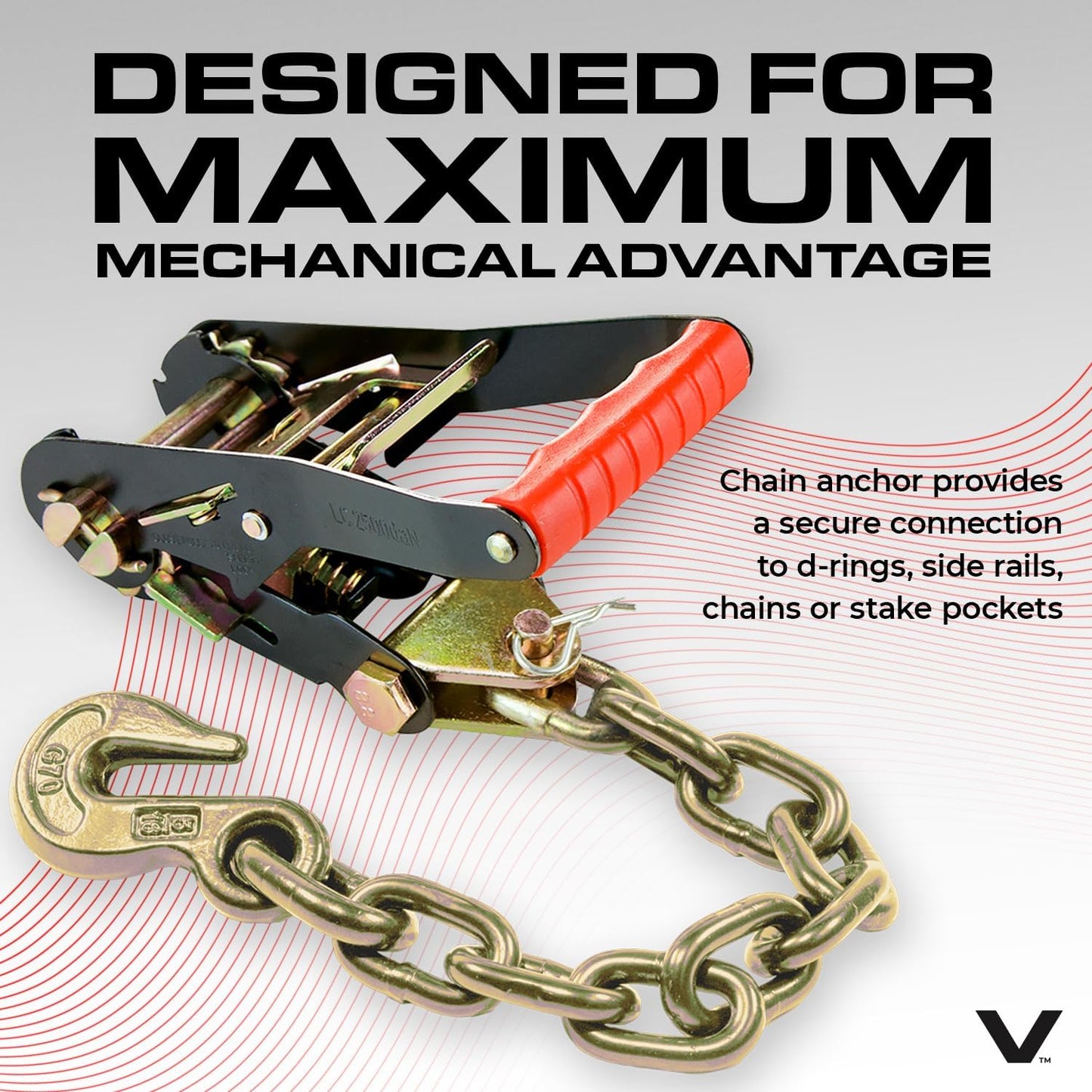 VULCAN Car Tie Down with Flat Hooks - Lasso Style - 2 Inch x 96 Inch - 4 Pack - Silver Series - 3,300 Pound Safe Working Load