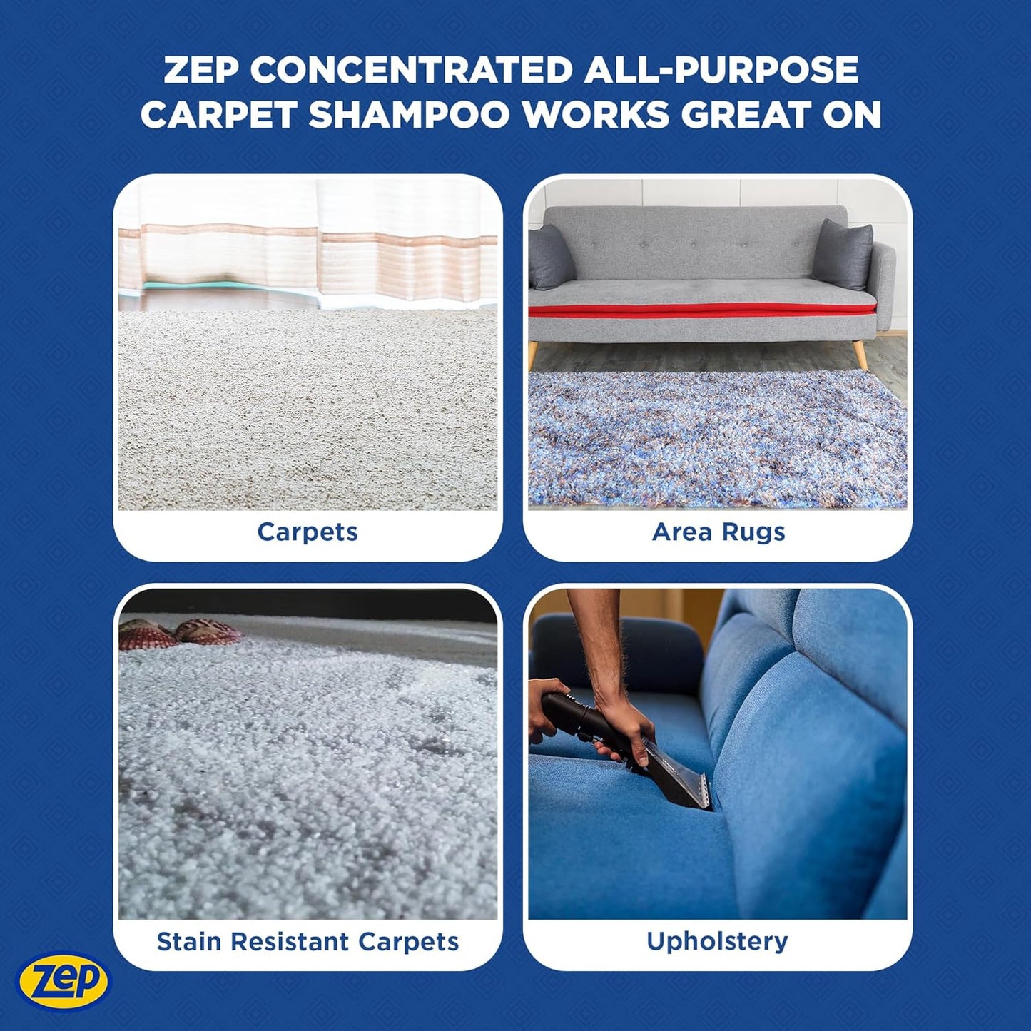 Zep All-Purpose Carpet Shampoo Concentrate Cleaner - 1 Gallon - ZUCEC128 - Professional Formula Removes Dirt and Stains