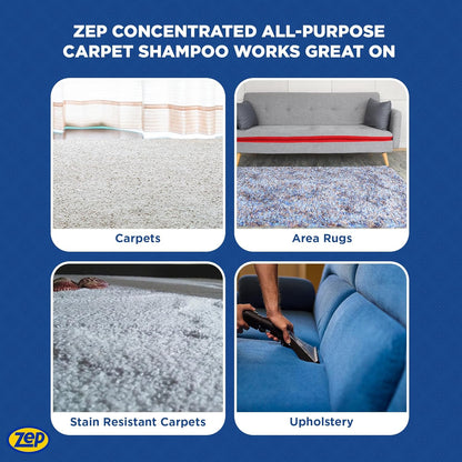Zep All-Purpose Carpet Shampoo Concentrate Cleaner - 1 Gallon - ZUCEC128 - Professional Formula Removes Dirt and Stains