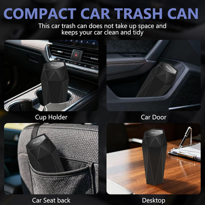 Car Trash Can with Lid - 2-Pack, Interior Accessories for Vehicles, Leakproof Garbage Can with 30 Detachable Trash Bags, Multipurpose Organizers and Storage Solutions for Home and Office
