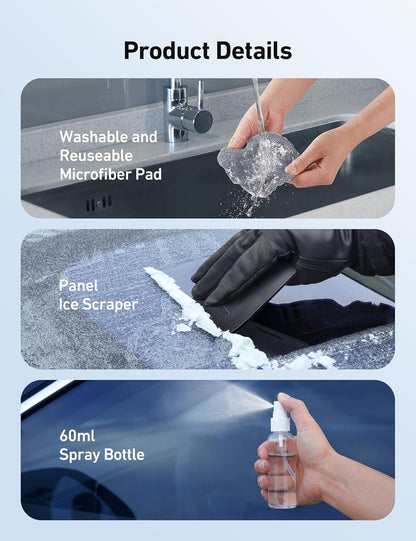 AstroAI Windshield Cleaner Tool, Microfiber Car Window Cleaner with 4 Reusable and Washable Microfiber Pads and Extendable Handle Auto Inside Glass Wiper Kit, Blue