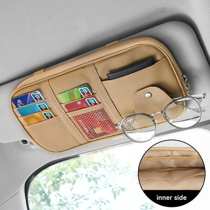 Car Sun Visor Organizer, Sunglass Holder and Storage Pocket, Card Cash Pouch with Multi-Pocket Net Zipper, Case Bag for License Pen Key, Auto Accessories for Truck, SUV, Van (Purple)