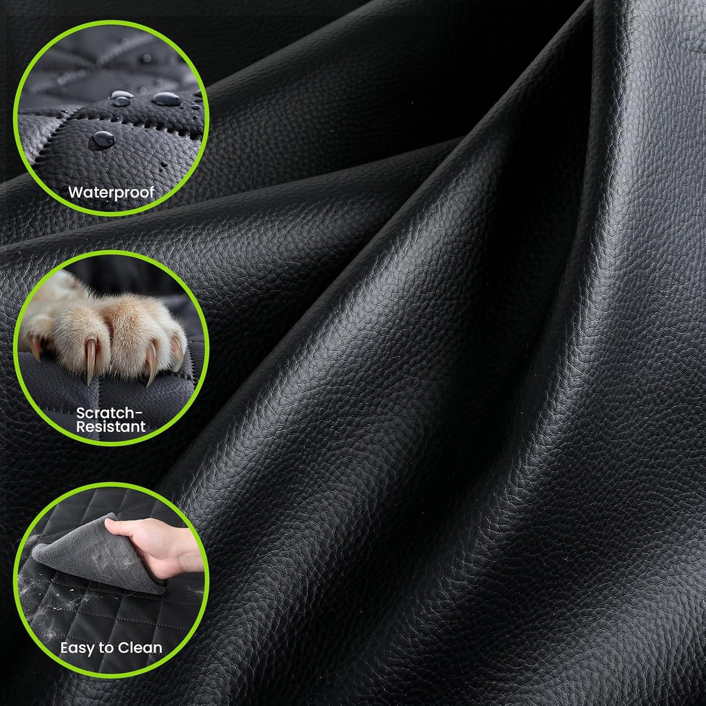 Dog Car Seat Cover for Back Seat, Waterproof Leather Fabric Back Seat Extender for dogs 52.4 * 24.4in, Foldable in The Car, Hard PVC Panels Bottom Support to 330 lbs, for Cars/Mid-Size SUV/Small Truck